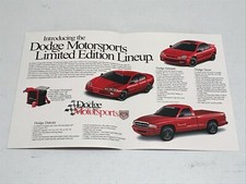 2001 DODGE MOTORSPORTS EDITION DAKOTA INTREPID NEON SALES BROCHURE A+ CONDITION