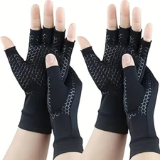 2x Copper Arthritis Compression Gloves Hand Support Joint Pain Relief Rheumatoid