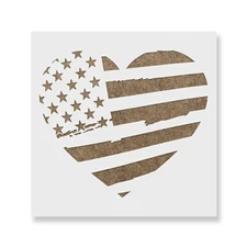 American Flag Heart Stencil - Durable & Reusable Mylar Stencils
