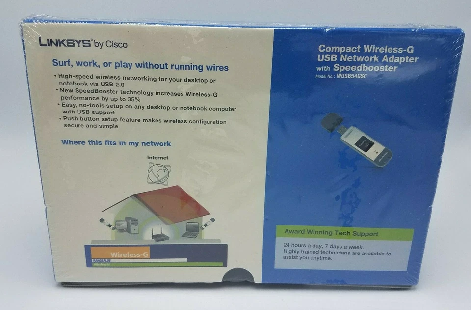 Cisco-Linksys WUSB54GSC Compact Wireless-G USB Network Adapter with SpeedBooster - Image 2 of 4