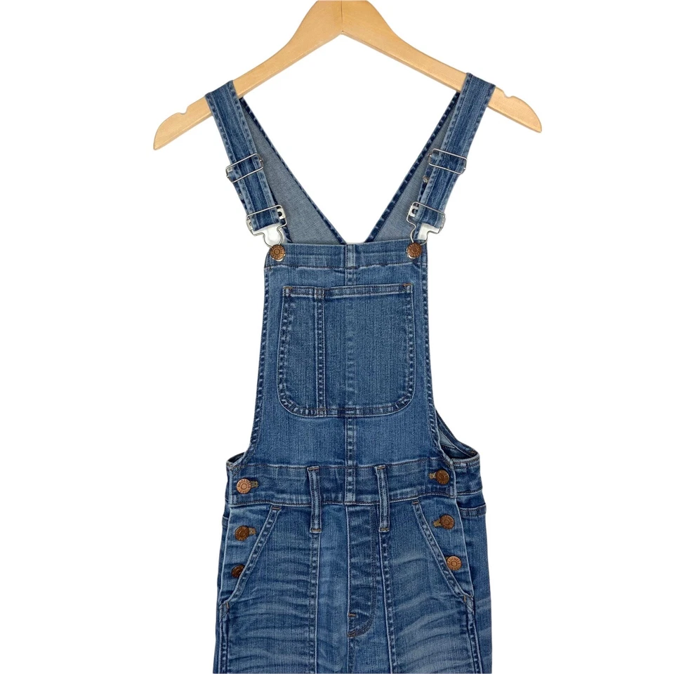 Madewell Womens Distressed Skinny Overalls Size XXS Medium Blue Wash - Image 3 of 4
