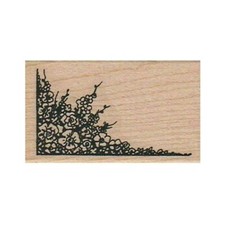 New Corner Flowers RUBBER STAMP, Flower Stamp, Nature Stamp, Corner Stamp
