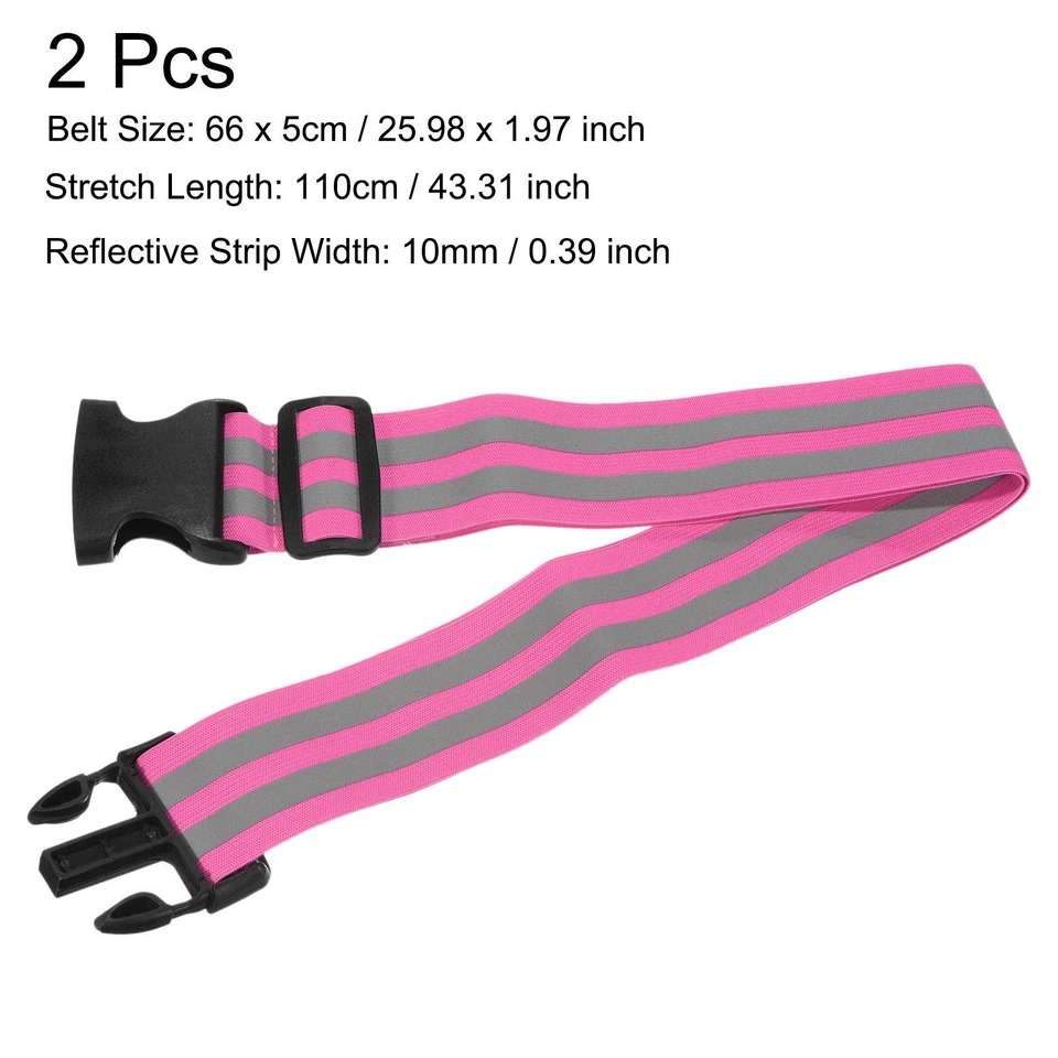 Reflectante Cinturón Bandas 26x2" Tira Reflexivo Correr Equipos Rosa 2pzs - Imagen 2 de 4