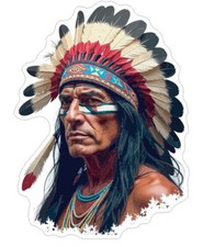 Native American Indian with headdress head dress Sticker Stickers Decal A1019
