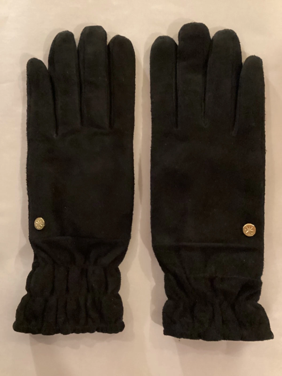 Isaac Mizrahi Pig Suede Black Gloves Size Large
