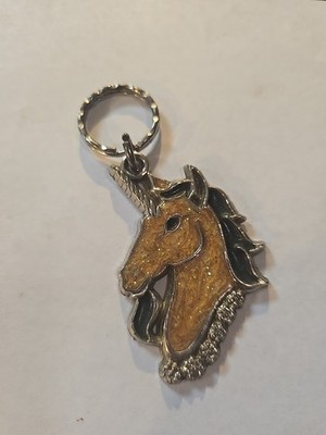 Gold  Glitter Unicorn Jumbo Key Fob or Bag Charm Keyring Crown Logo