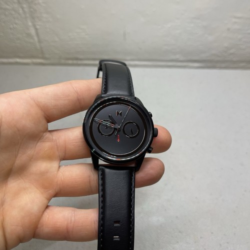 MVMT POWERLANE MENS GUNMETAL DIAL IONIC PLATED GUNMETAL STEEL WATCH Leather