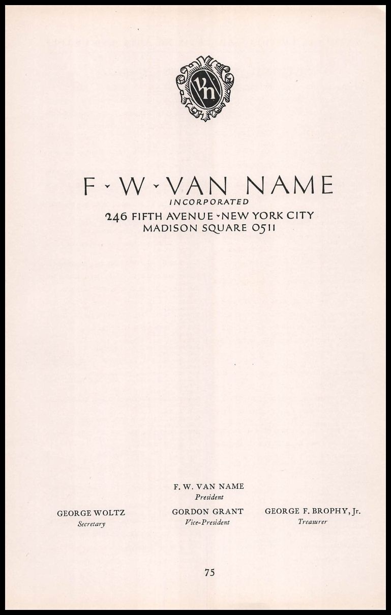 1924 F W Van Name Incorporated New YOrk City Advertising Agency Vintage Print Ad