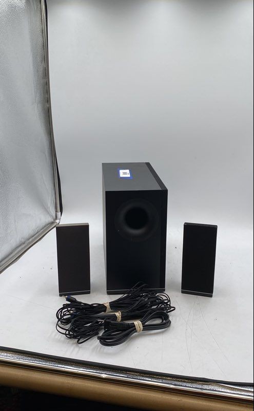 Vizio S3821W-CO Black Wired Home Subwoofer And Speakers Set Of 3 With Cables