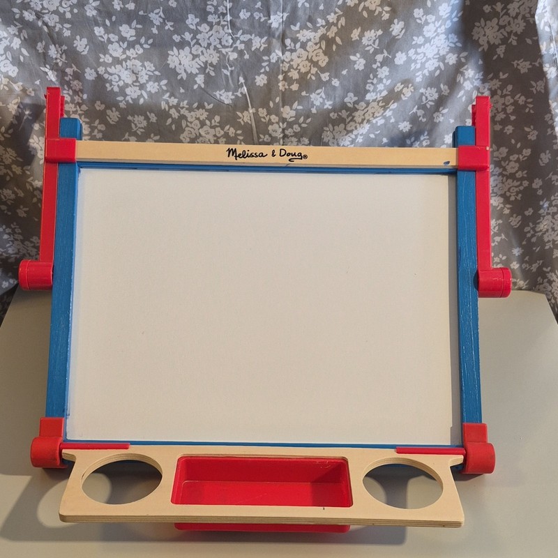 Melissa & Doug Tabletop Easel Red Blue Wooden Art Chalk/White Board 