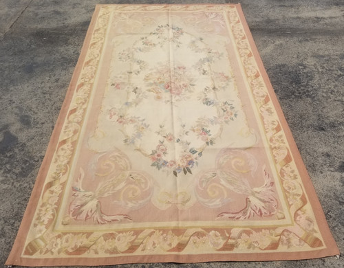 Vintage French Aubusson Needle Point Handmade Rug Wool Carpet 272x148 cm
