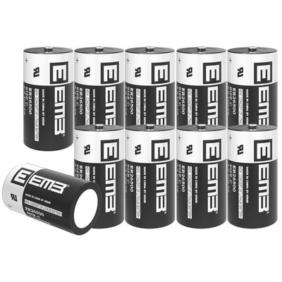 Eemb 10Pack Er26500 C Size 3.6V Lithium Battery High Capacity Li-Socl