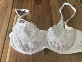 Aubade  Underwired Half Cup Bra white EF14  SHEER LACE UK 30D NEW