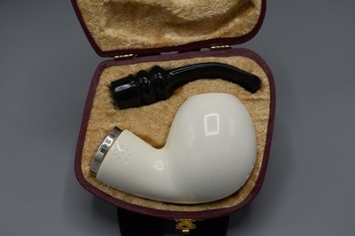 Bent Apple  PIPE BLOCK MEERSCHAUM-NEW-HAND CARVED Case#777 Reverse Calabash