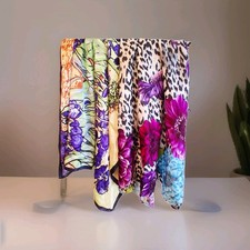 2 Floral Square Scarfs 100 Silk Large Bouquet Stylish