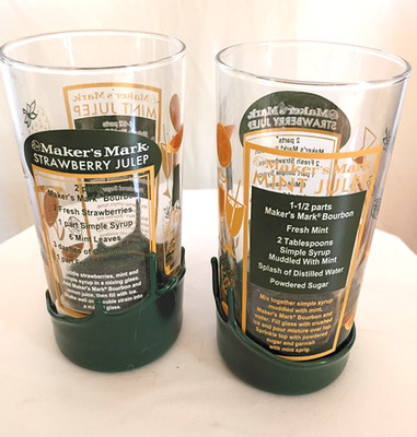 Makers Mark  Strawberry  & Mint Julep Recipe Glassware Set of 2