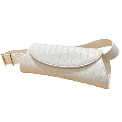 JIL SANDER Bag: CANNOLO SM QUILTED Ivory W28×H10×D8cm w/dust bag;