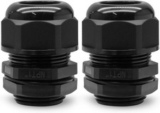 2 Pcs 1" NPT Nylon Cable Glands IP68 Wterproof Strain Relief for 18-25mm Cable