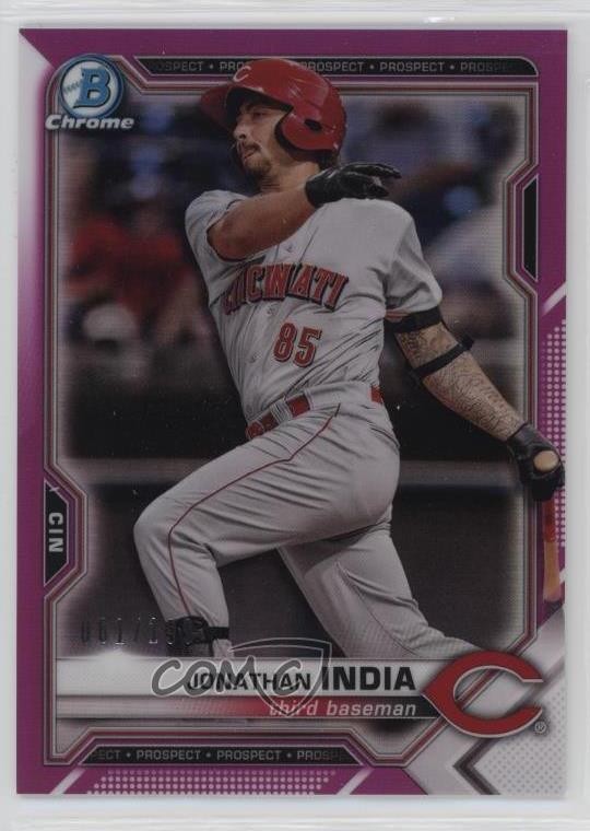 2021 Bowman Chrome Prospects Fuchsia Refractor /199 Jonathan India Rookie RC 6u5