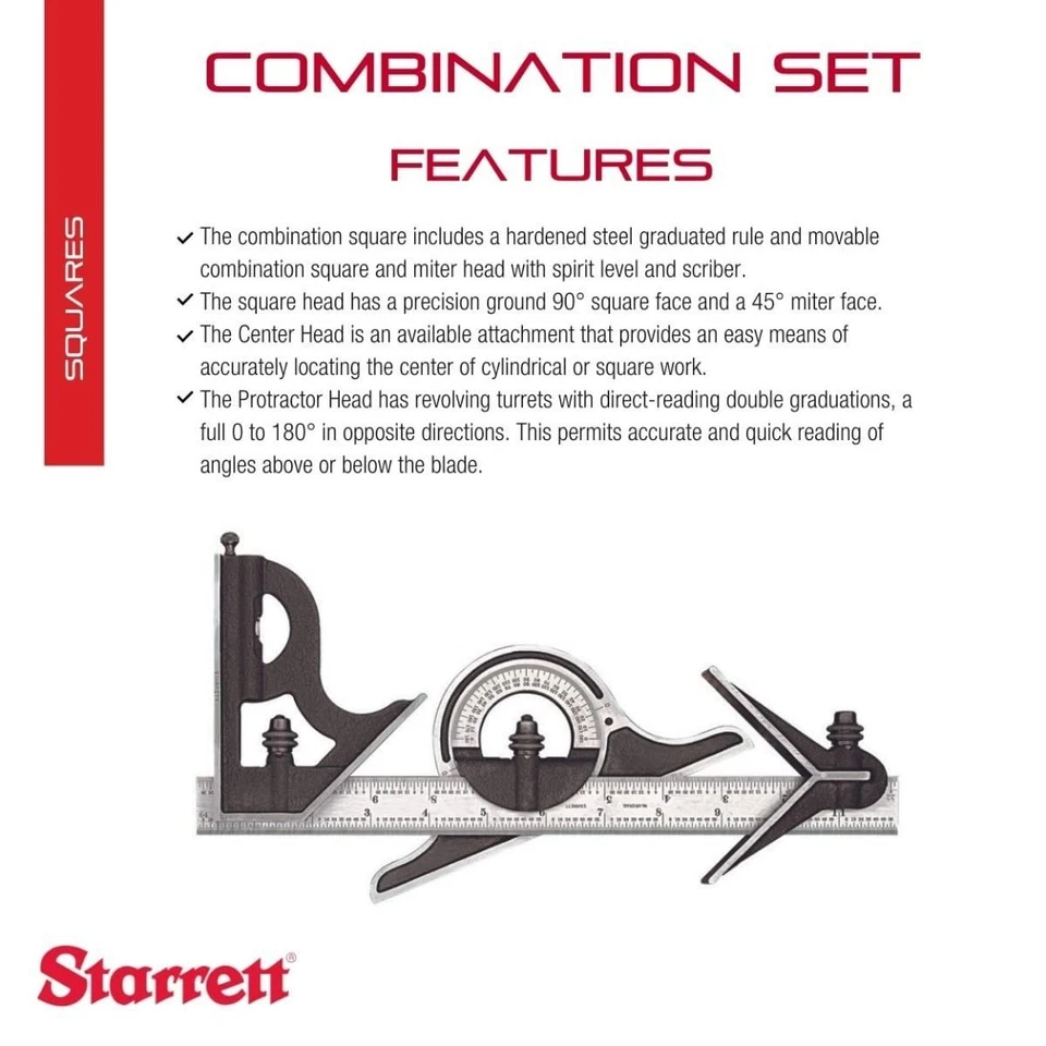 Precision Combination Set with Lockable Assembly - 12" Blade - Image 4 of 4
