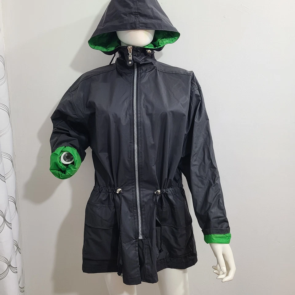 Mujer Talla PEQUEÑA - Vintage Wippette Vinilo Chaqueta Parka Cordón Cintura Azul Foto 4 de 4