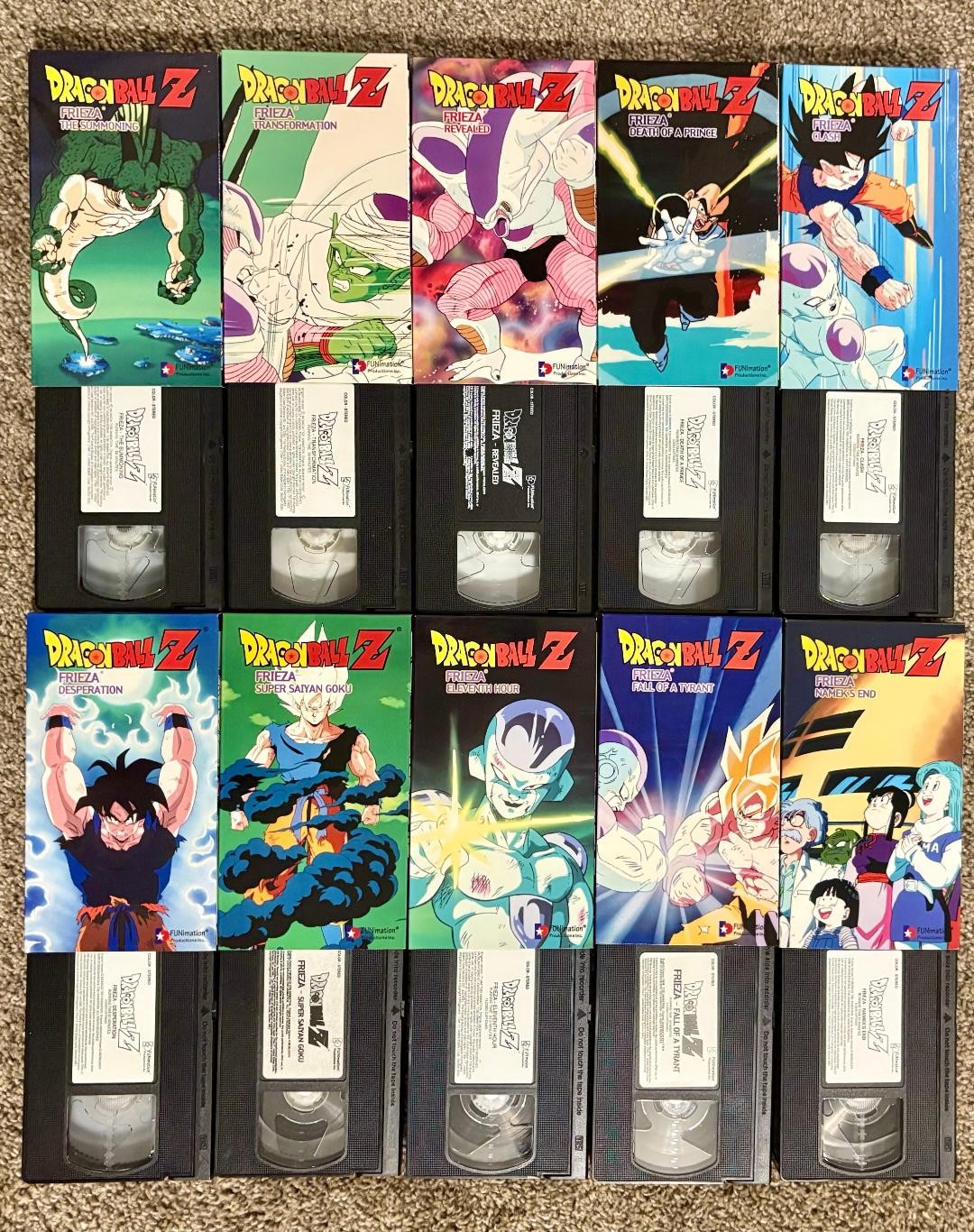 DRAGON BALL Z THE FRIEZA SAGA 10 VHS COMPLETE BOX SET WORKING CONDITION W/BOX