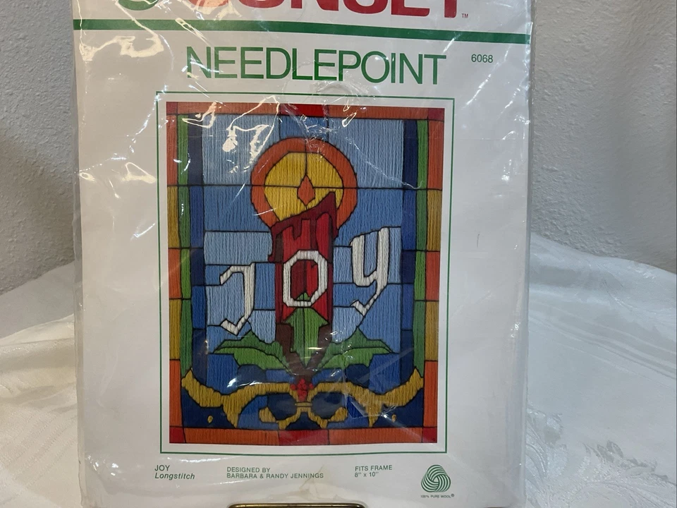 Sunset Needlepoint Longstitch Kit Joy8x10 Frame Christmas Holiday 100% Wool NOS - Image 3 of 4