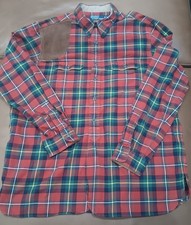 VTG 90s Polo Ralph Lauren Sportsman Plaid Flannel Suede Patch Shooting Shrt S XL