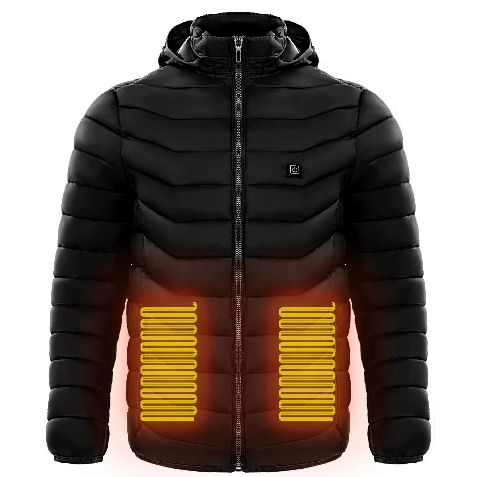 Men heated puffer jacket electric heating coat insulated hood windbreaker 9heat