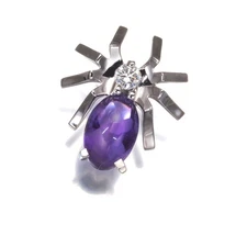 Auth CHAUMET Earrings Amethyst Diamond Attrape-moi Spider SINGLE 18K WG