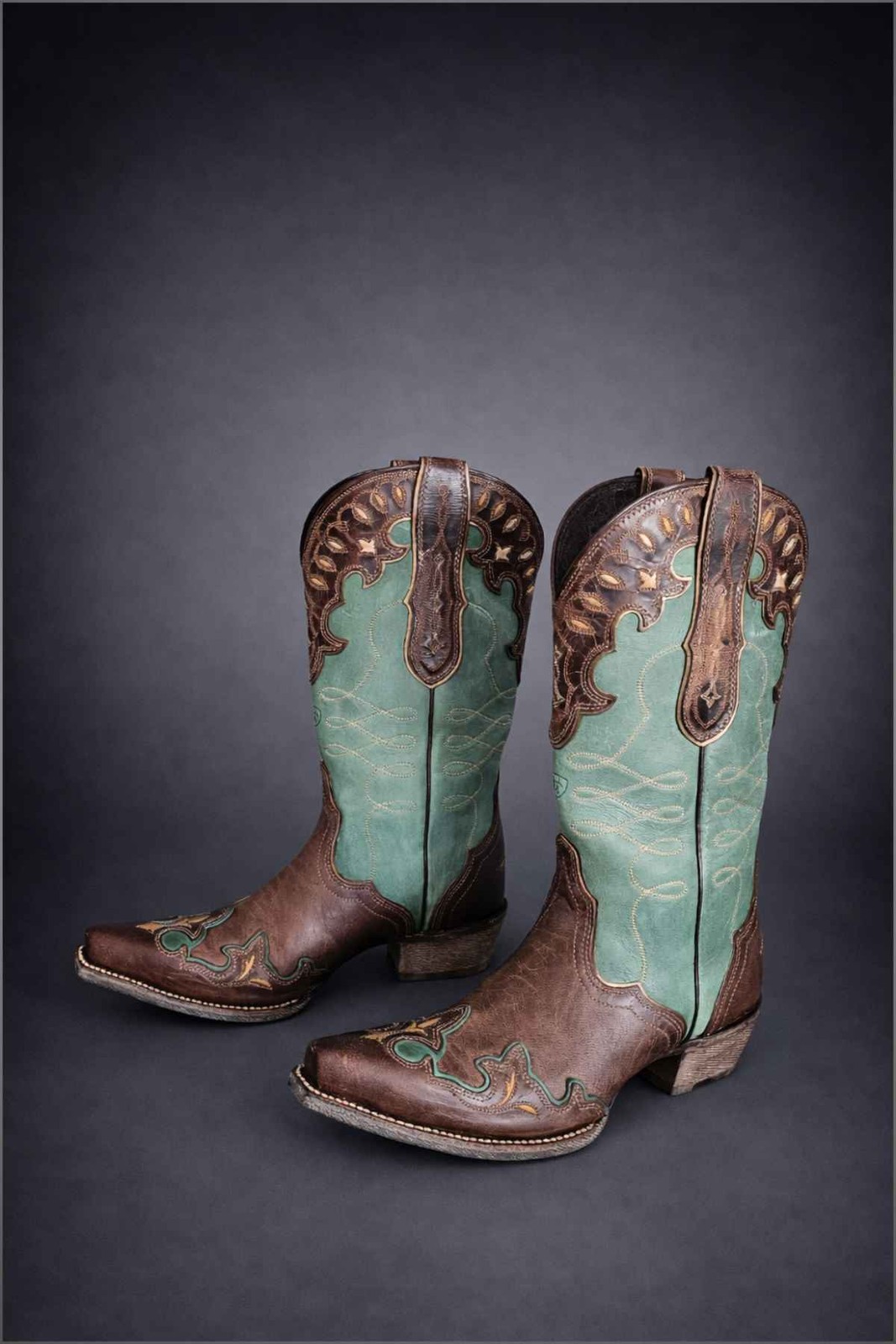 Ariat Women's Zealous Brown Teal Leather  Western Cowgirl Boots NEW 8B image 3