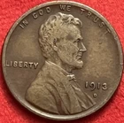 1913-D Lincoln Wheat Cent VF-EF Details Natural Toning JC1233