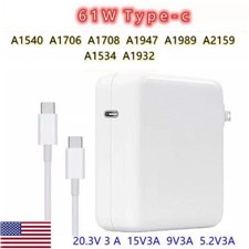 61W Type C USB C LOT Charger for MacBook Pro 13" 2016 2017 2018 2019 2020 A1708