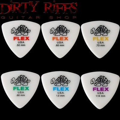 24 x Dunlop Tortex Flex dreieckige Gitarren-Plektren/Gitarrenplektren - Ihre Größe wählbar