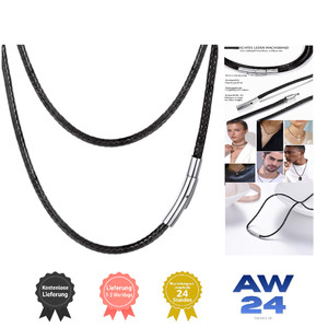 PROSTEEL 3mm Schwarze Kordelkette Halskette Herren Polyester Kustleder
