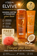 Image of L’Oreal Elvive Coconut Shampoo & Conditioner Set 400ml + Free Sponge