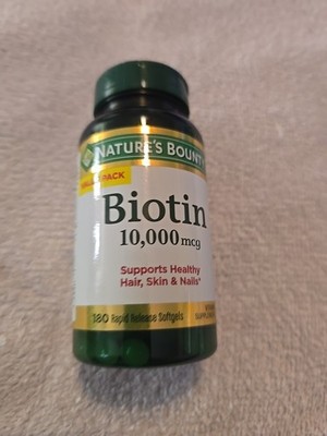 Nature's Bounty Biotin 10000mcg Hair Skin Nail Support Softgels 180 Count