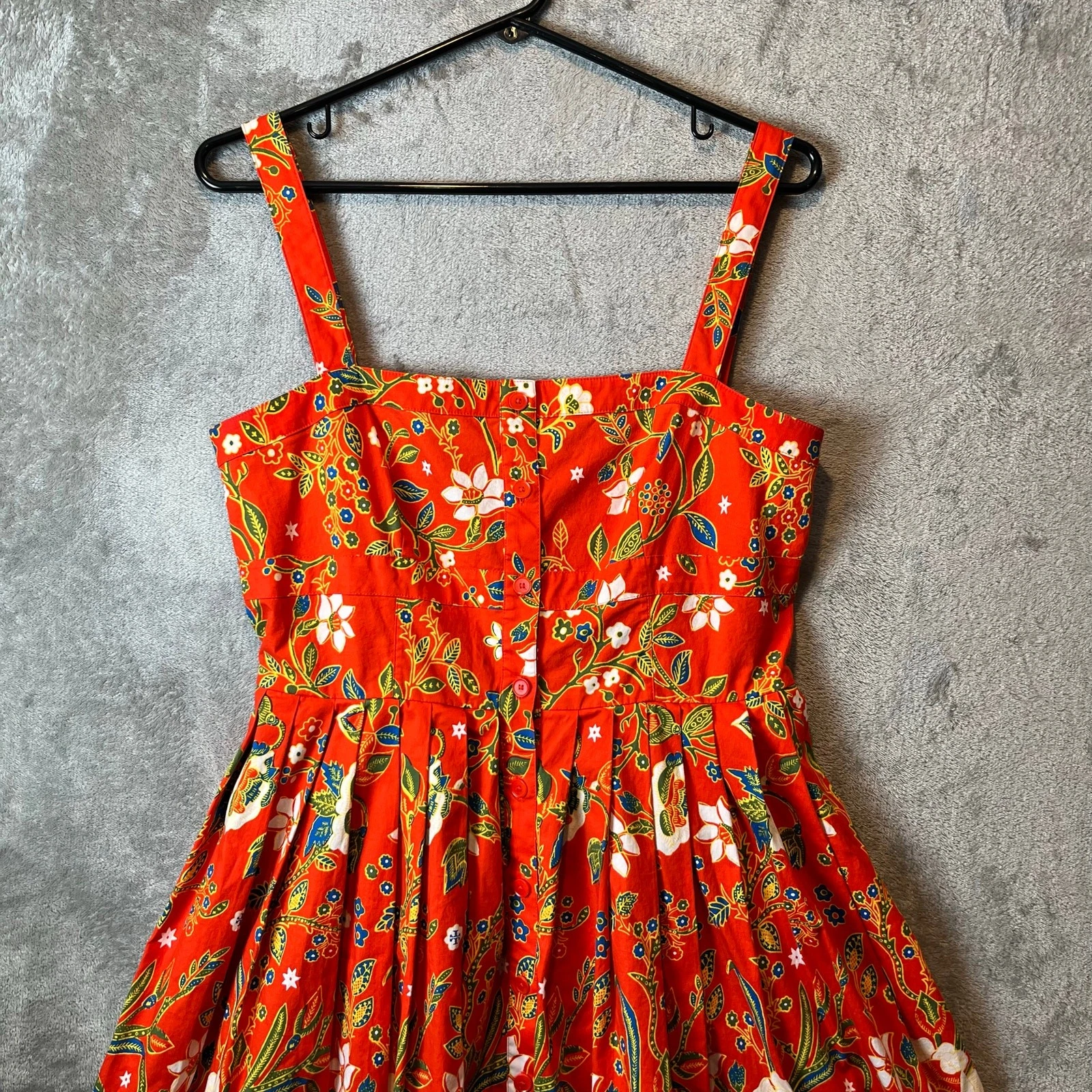 Abito Tory Burch Fernanda Samba Batik fiore arancione taglia 6 floreale cotone estivo