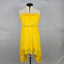 Teeze Me Dress Junior 13 Sleeveless Hi Low Hem Ruffle Trim Elastic Waist Yellow