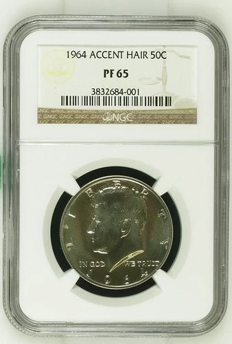 1964 Accent Hair Silver Proof Kennedy Half Dollar 50c Coin NGC Certified PF65