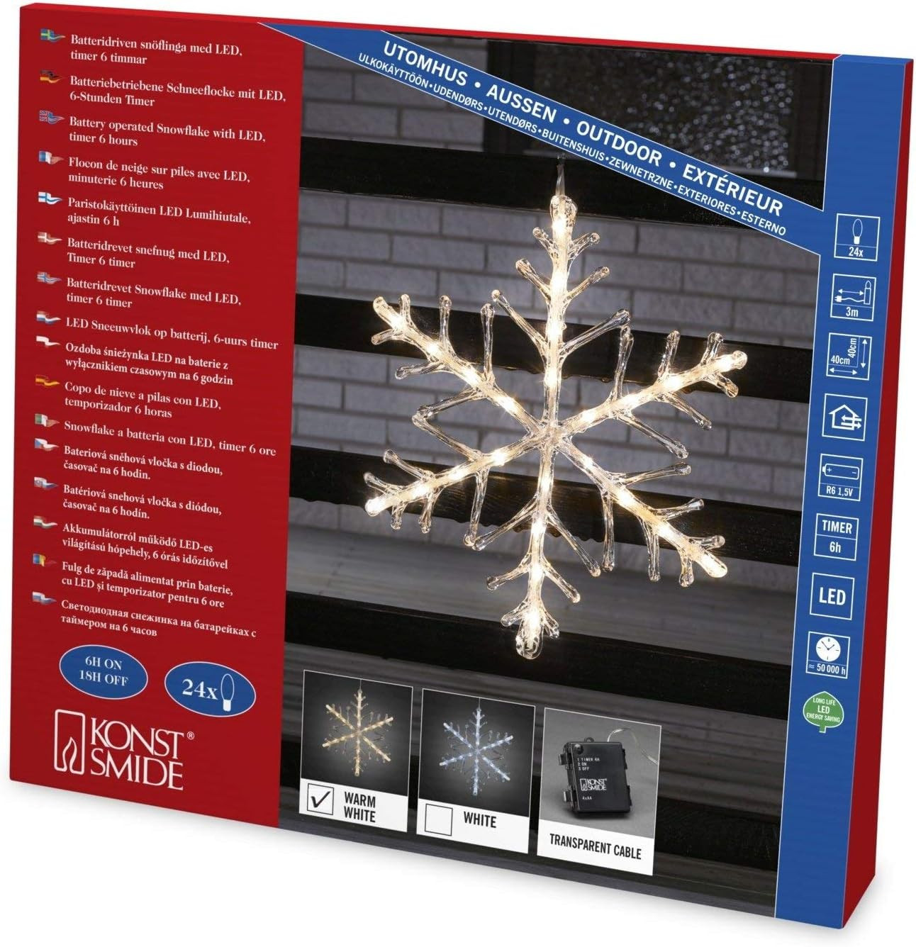 Fiocco di Neve Luminoso LED 24 Luci Calde per Bambini e Famiglia - 4