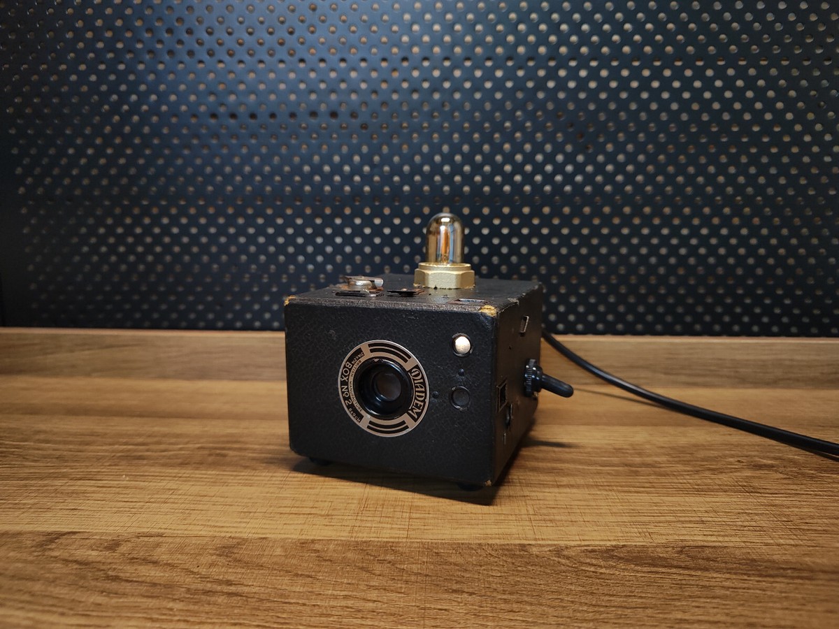 Camera Lamp Industrial Retro Vintage Upcycled Black Kodak Brownie