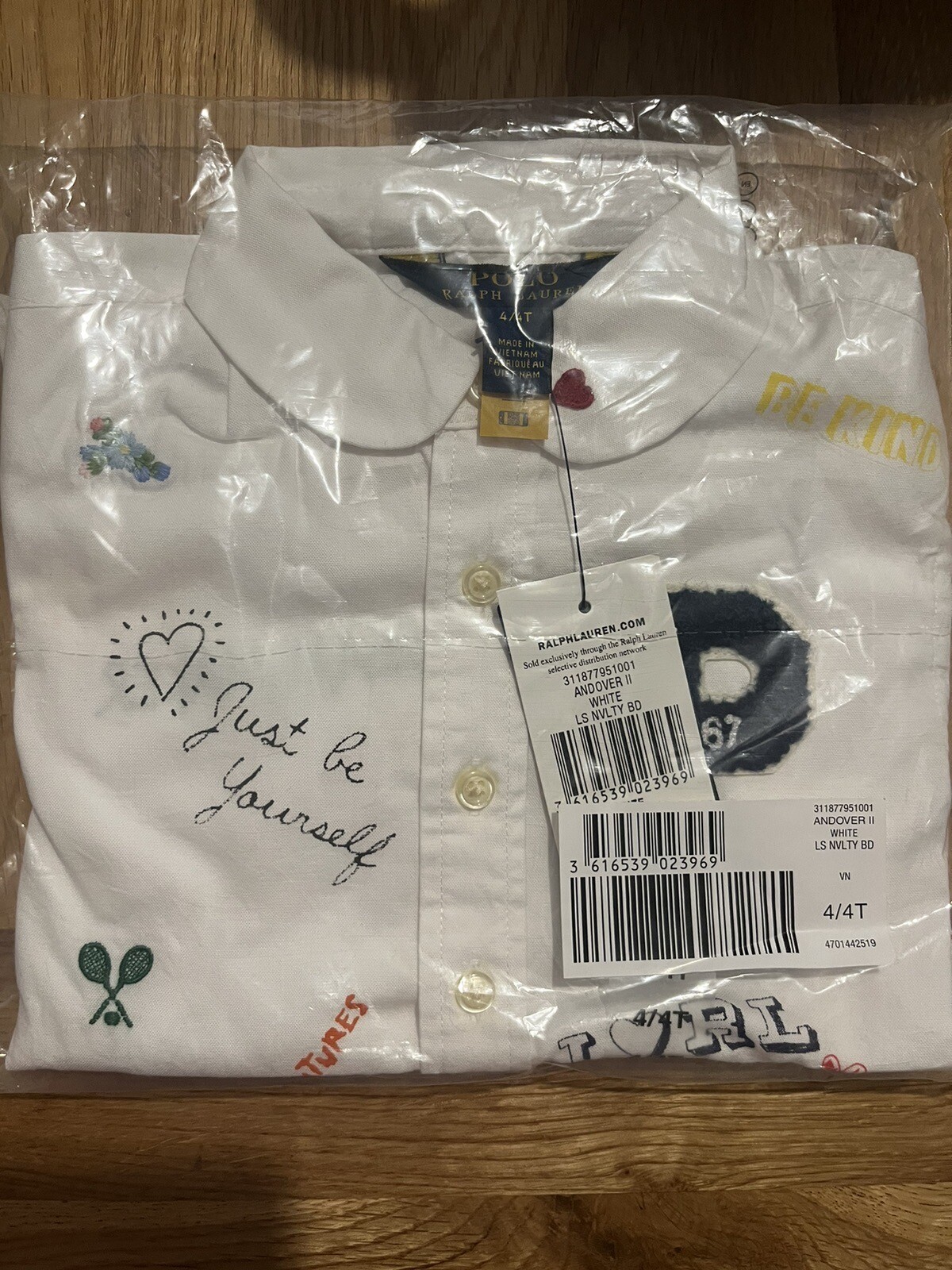 RALPH LAUREN Girl White Gorgeous Embr Long Sleeve Top T-shirt Blouse Age 4 Y image 2