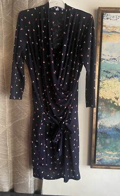 Envie De Fraise Paris pregnancy maternity Mini dress Size 8 Navy V Neck Wrap