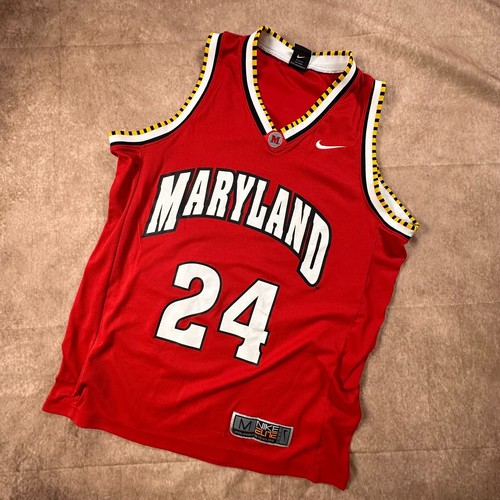 Vintage Nike Maryland Terrapin Jersey Mens Medium Red Y2k Relaxed Fit Basketball