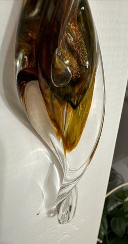 Signed Blown Glass Suncatcher Ornament Spiral Twist 10” x 2” Rust, Amber, Copper - Picture 19 of 24