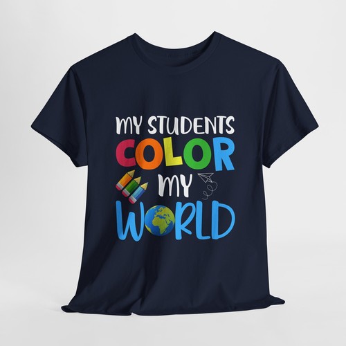 School Teacher Unisex Heavy Cotton Up to 5XL Tee T-Shirt 'Color My World' - Picture 2 of 118