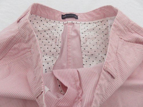 M&S HÜBSCHE ROSA & WEISSE NADELSTREIFEN STRETCH BAUMWOLLE SOMMER TASCHE SHORTS UK 14 -16 - Bild 10 von 16