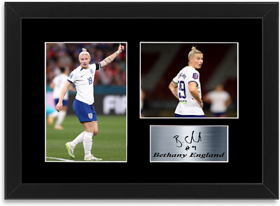 Bethany England A4 signierte Fotoausstellung gerahmtes Poster Frauen-Weltmeisterschaft 2023