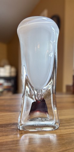 ADAM JABLONSKI Signed Studio Art Glass Vase Handblown Amethyst Core 1992 - Picture 18 of 24